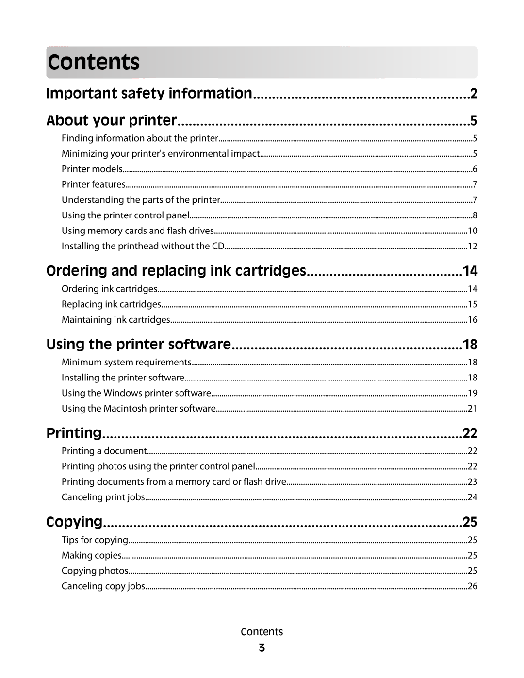 Lexmark S300 manual Contents 