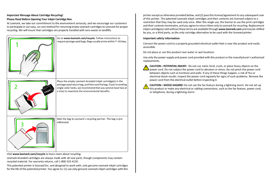 Lexmark S310 manual Important safety information 