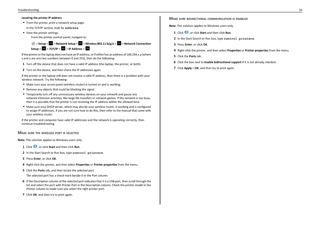 Lexmark S310 manual Locating the printer IP address, Make Sure the Wireless Port is Selected 