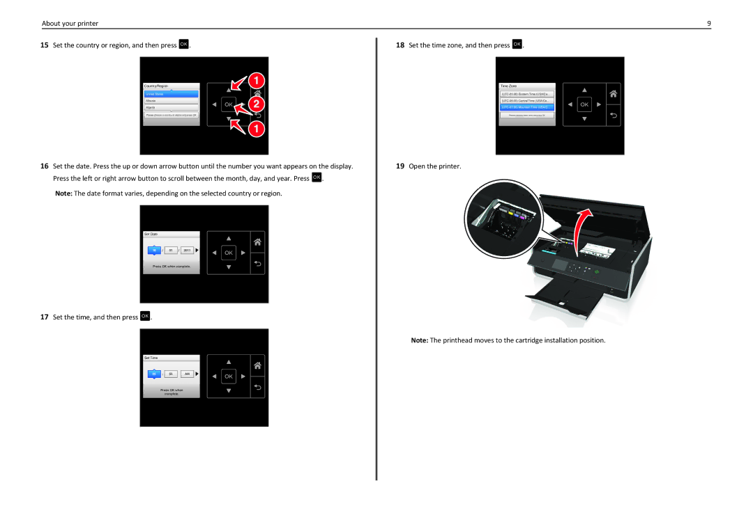 Lexmark S310 manual Set the time, and then press OK 