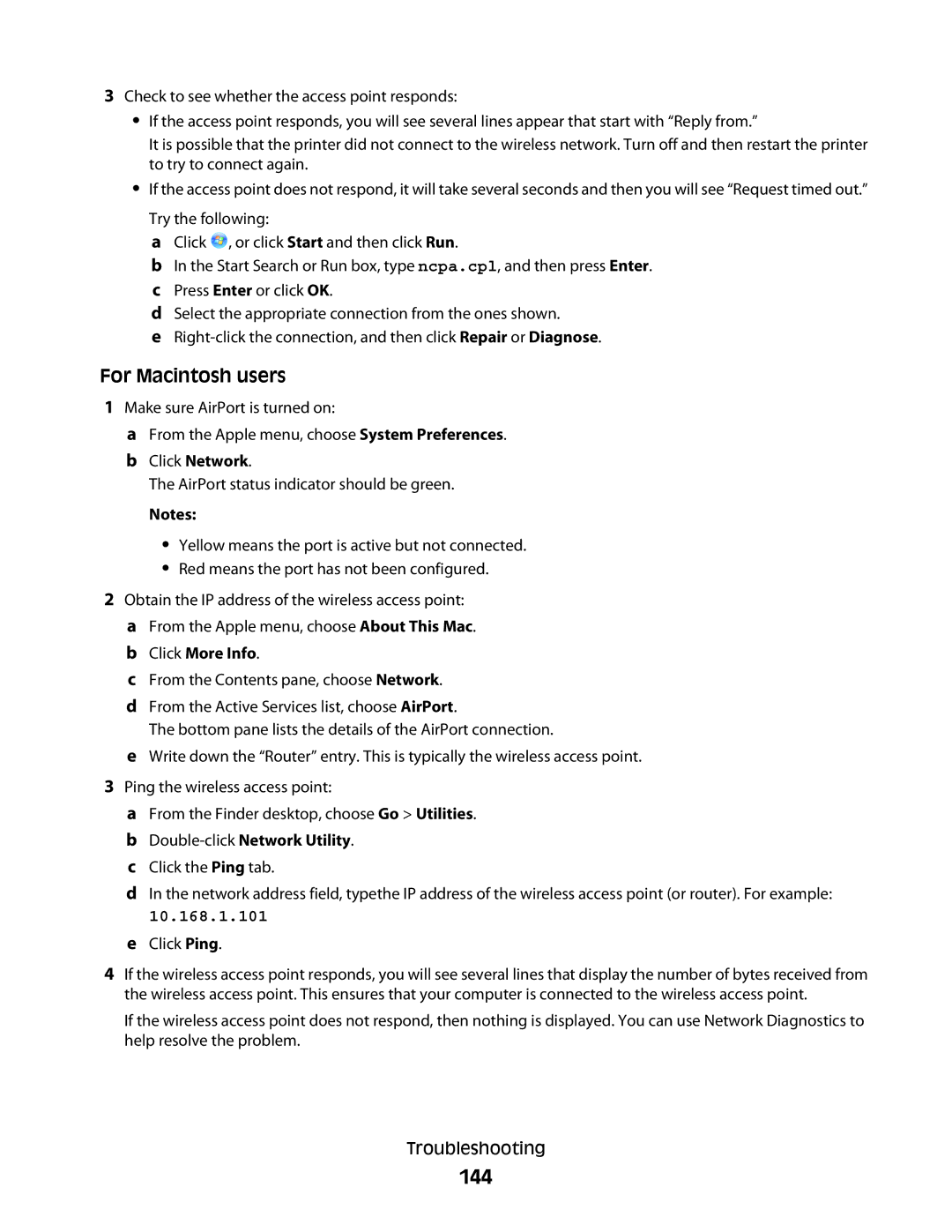 Lexmark S400 Series manual 144, Double-clickNetwork Utility 