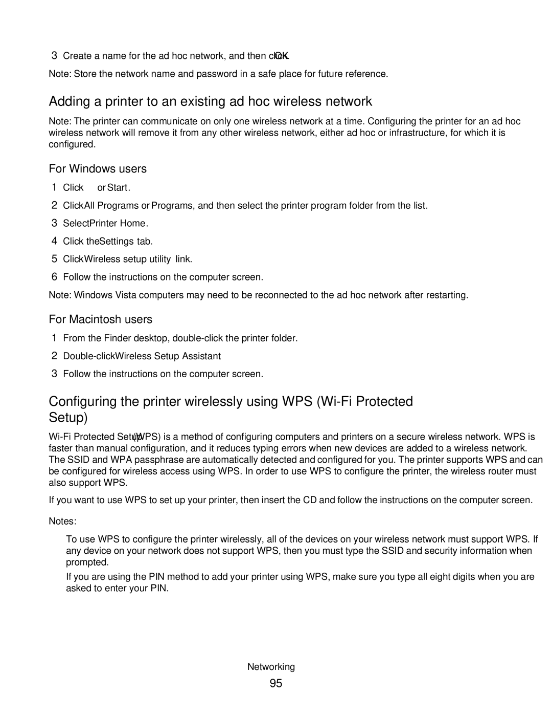 Lexmark S400 Series manual Adding a printer to an existing ad hoc wireless network, Click Wireless setup utility link 