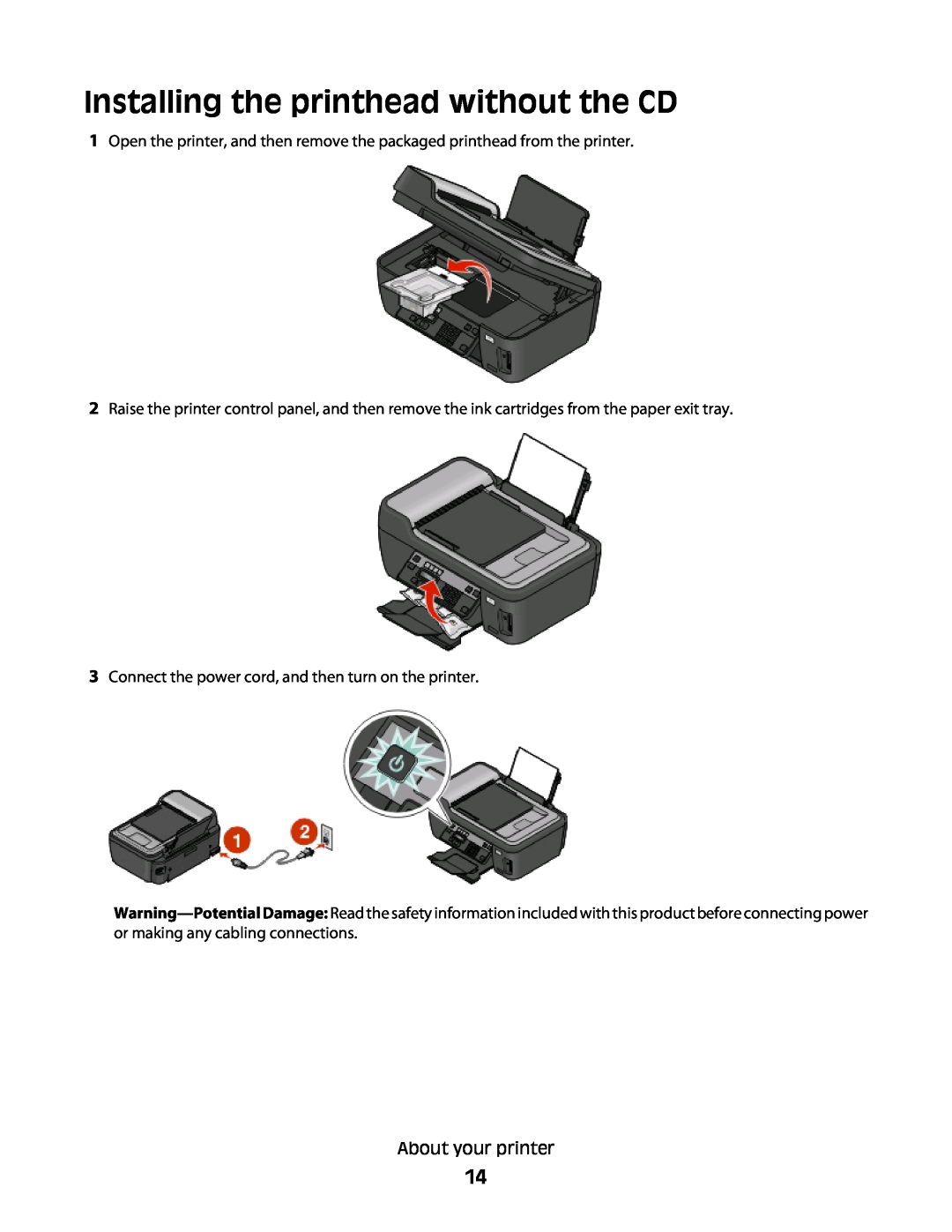 Lexmark S400 manual Installing the printhead without the CD 