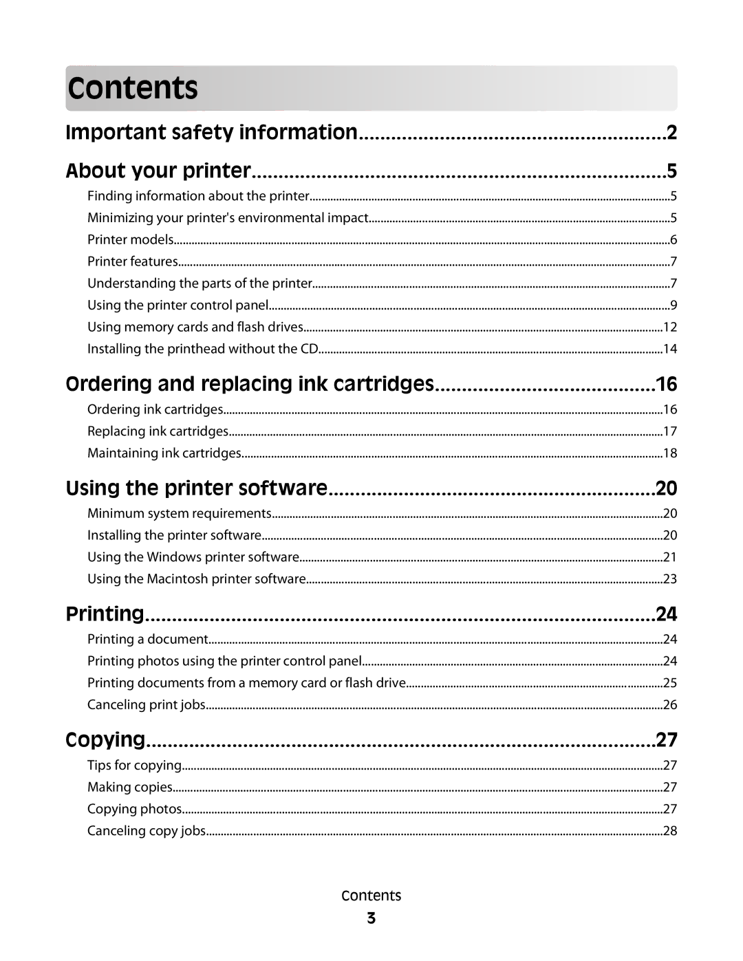 Lexmark S400 manual Contents 