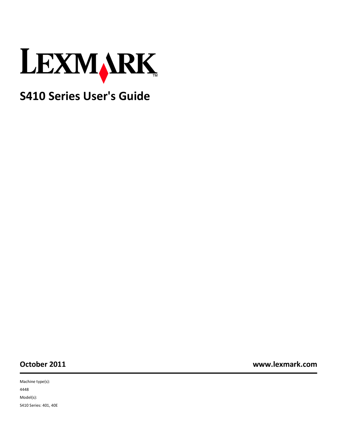 Lexmark 40E manual S410 Series Users Guide, October 