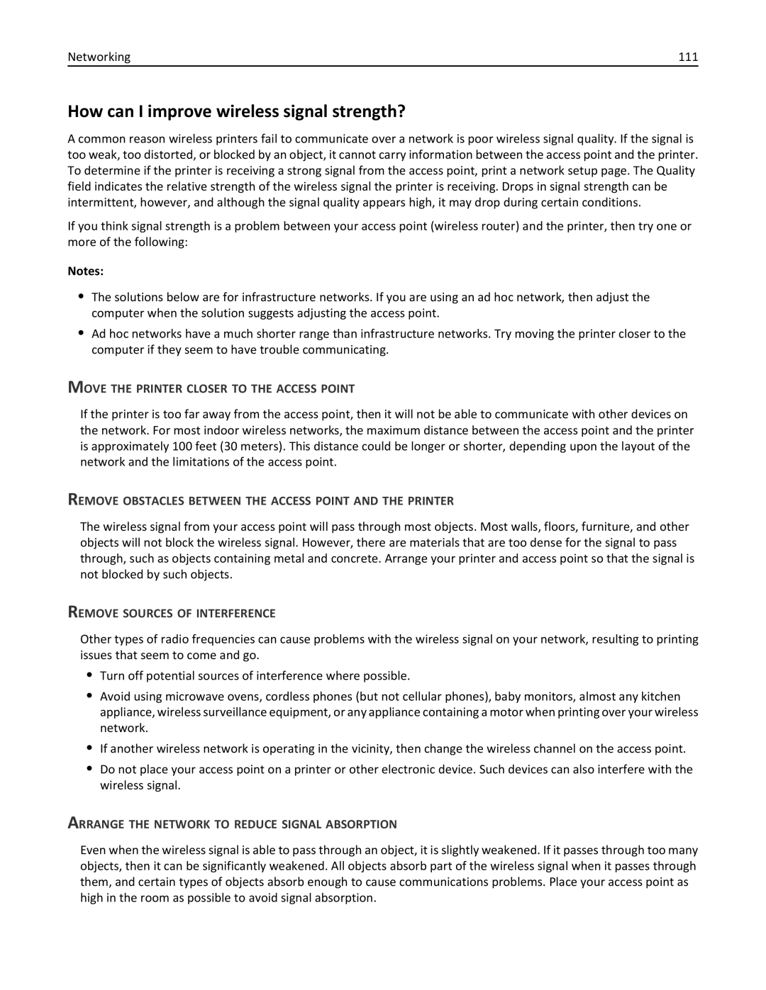 Lexmark 40E, S410 manual How can I improve wireless signal strength?, Move the Printer Closer to the Access Point 