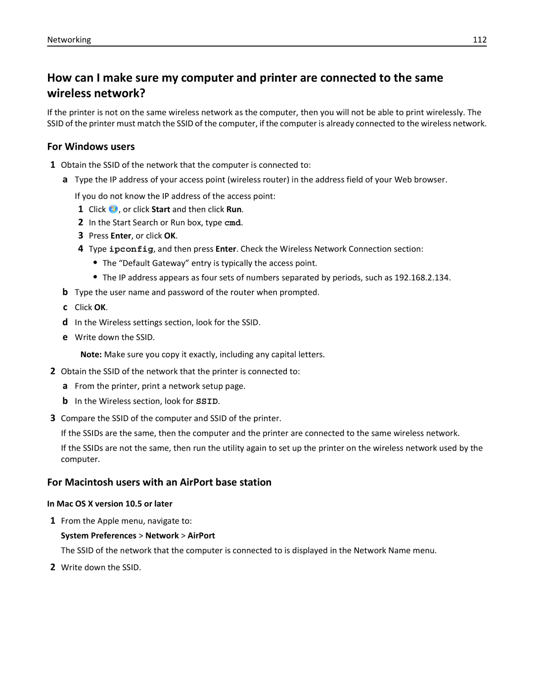 Lexmark S410, 40E manual For Windows users, For Macintosh users with an AirPort base station 