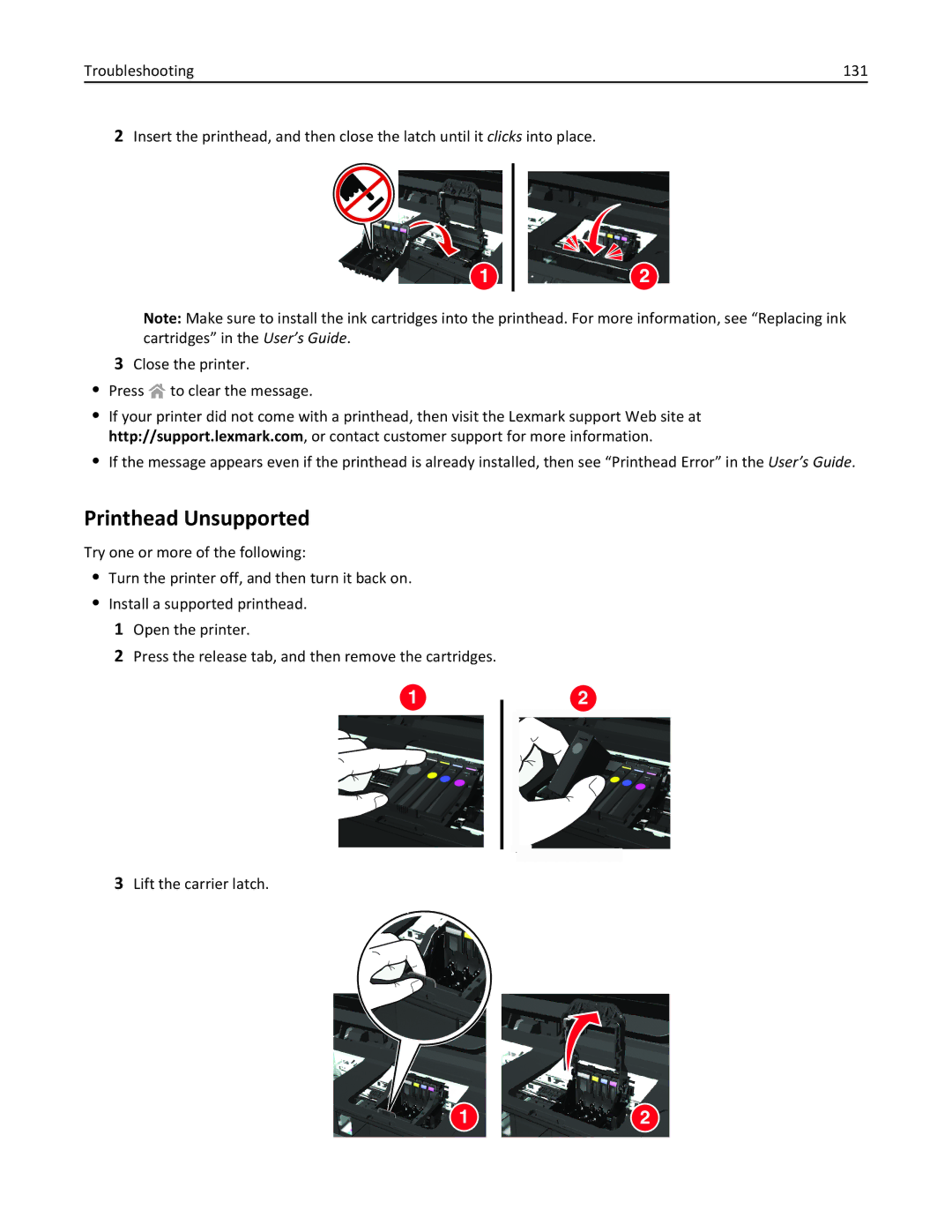 Lexmark 40E, S410 manual Printhead Unsupported 