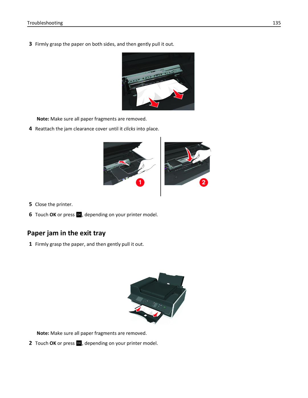 Lexmark 40E, S410 manual Paper jam in the exit tray 