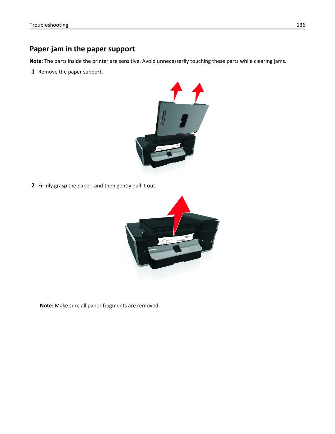 Lexmark S410, 40E manual Paper jam in the paper support 