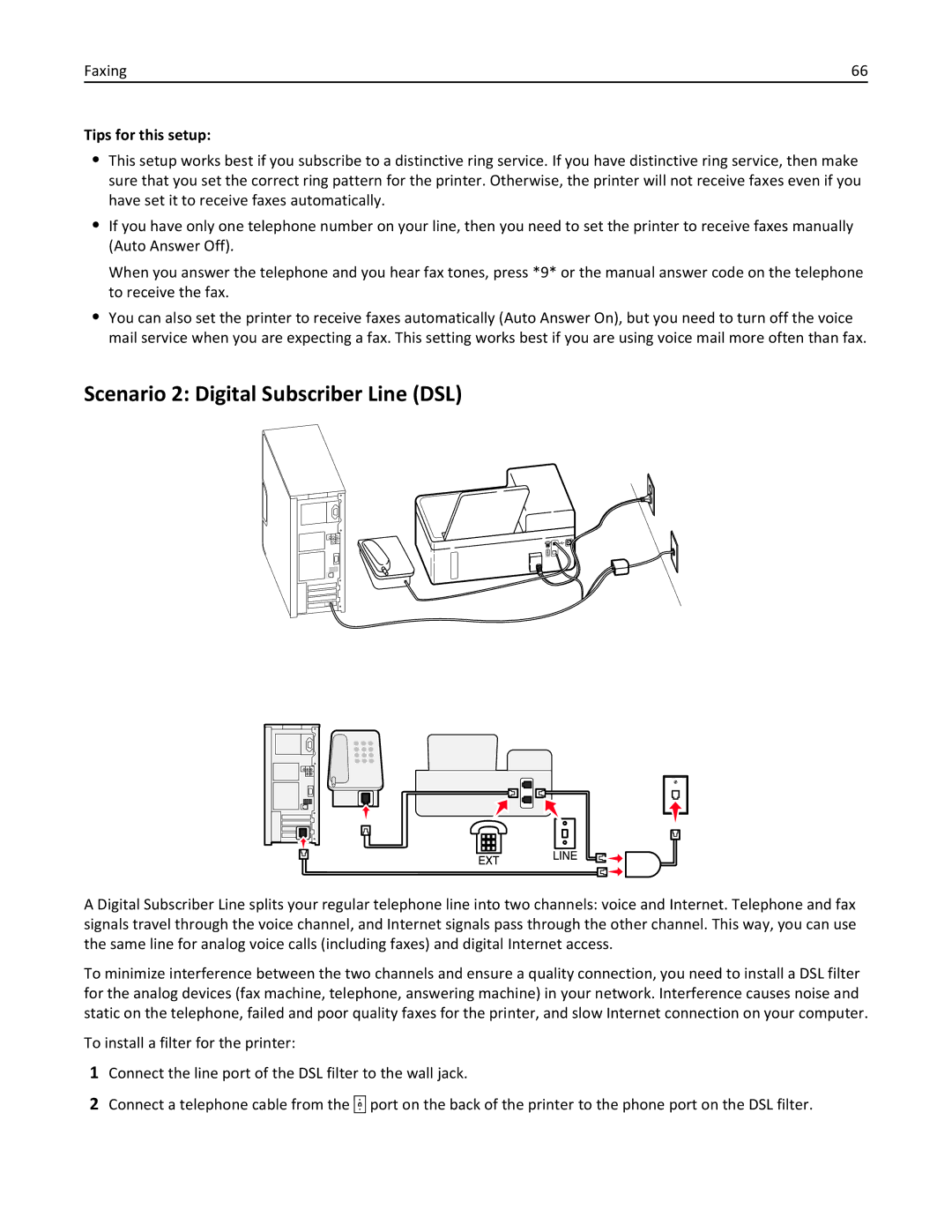 Lexmark S410, 40E manual Scenario 2 Digital Subscriber Line DSL 