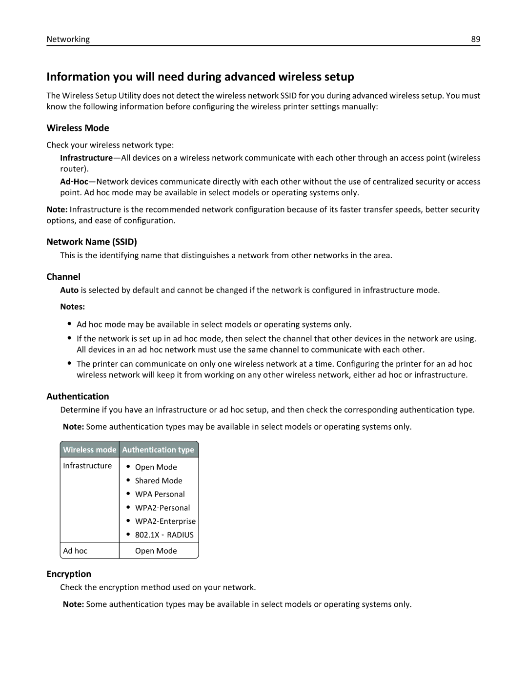 Lexmark 40E, S410 manual Information you will need during advanced wireless setup 