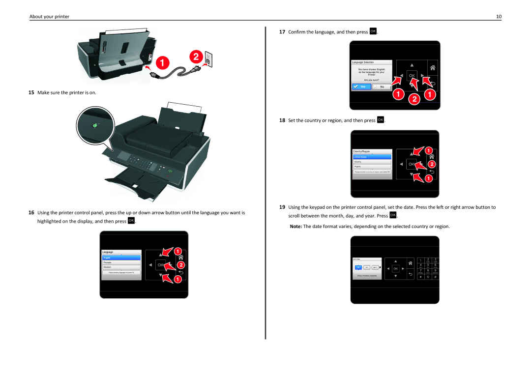 Lexmark S415, S410, 90T4110 manual Set the country or region, and then press OK 