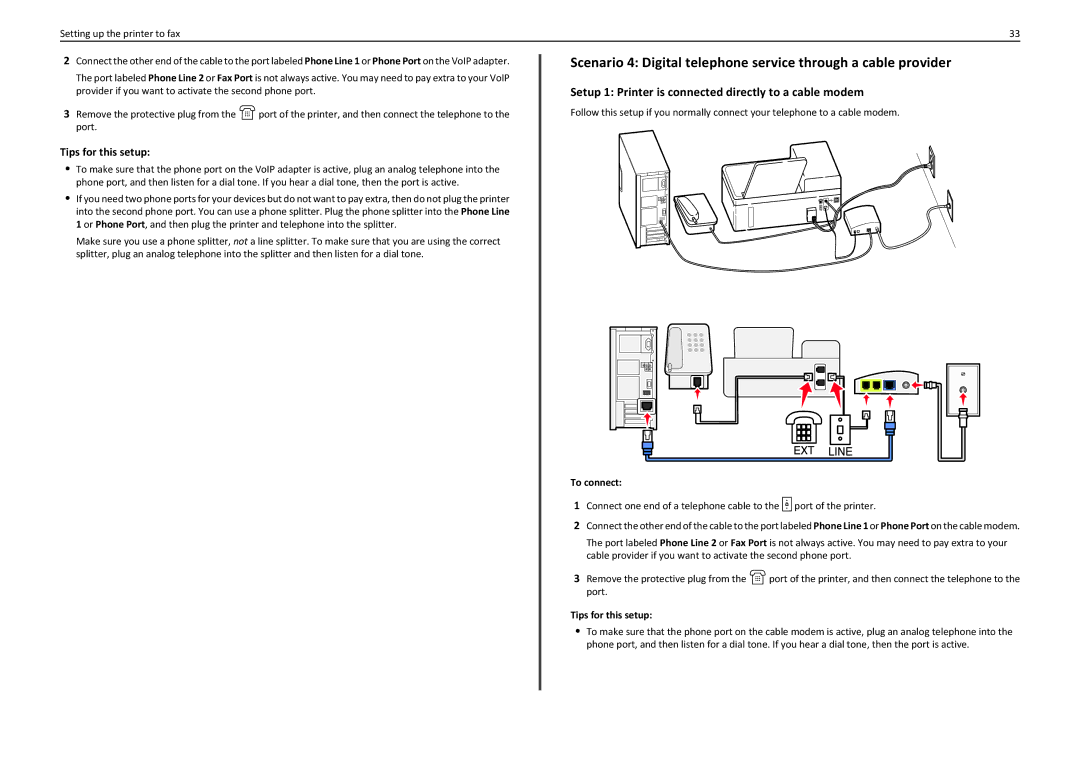 Lexmark S410, S415, 90T4110 manual Setup 1 Printer is connected directly to a cable modem, Tips for this setup 