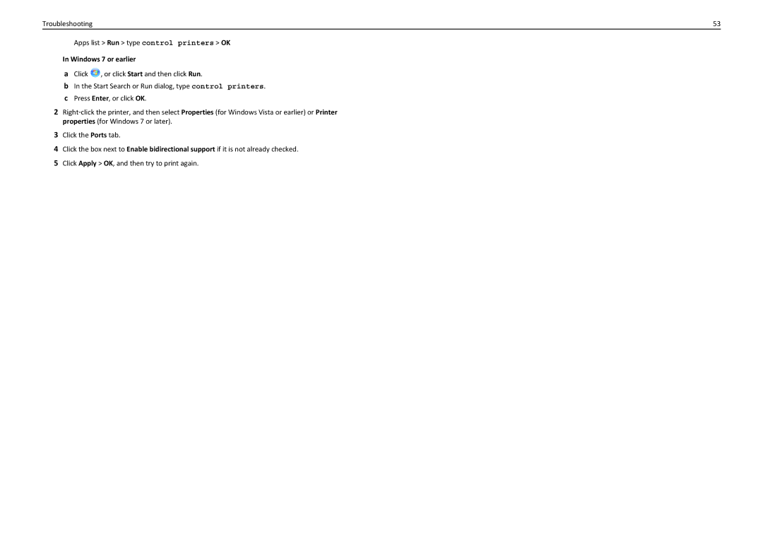 Lexmark 90T4110, S410, S415 manual Troubleshooting Apps list Run type control printers OK 