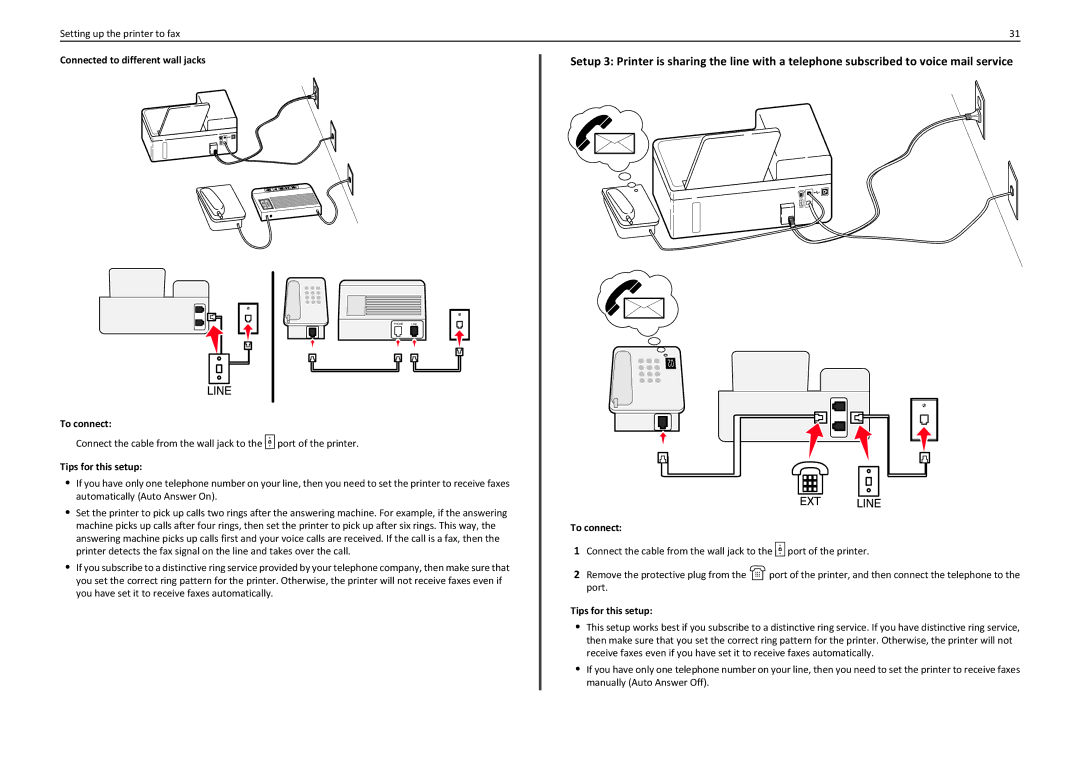 Lexmark S410 manual Connected to different wall jacks 