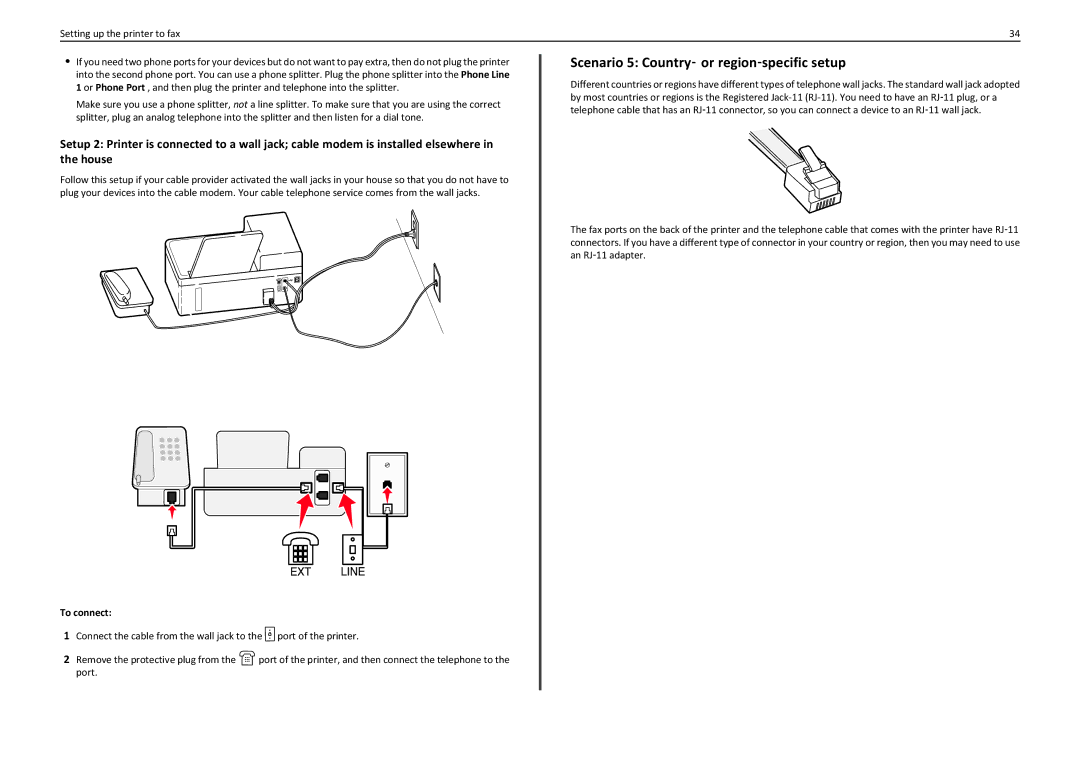 Lexmark S410 manual Scenario 5 Country‑ or region‑specific setup 