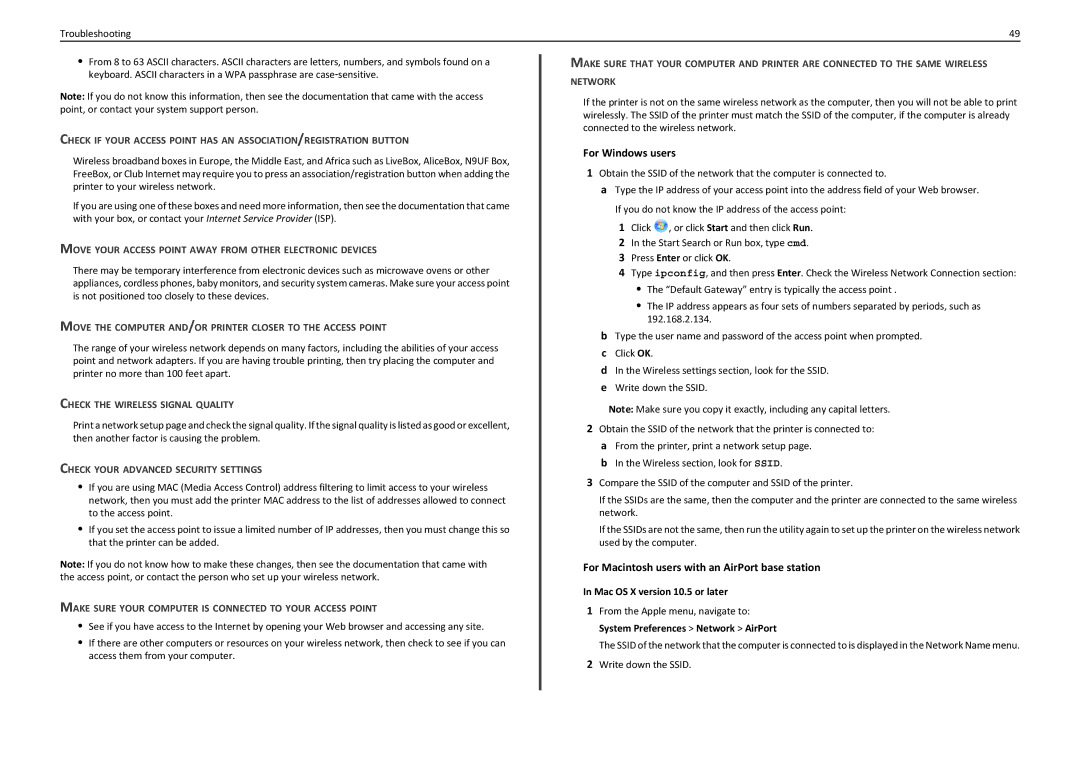 Lexmark S410 manual For Macintosh users with an AirPort base station 