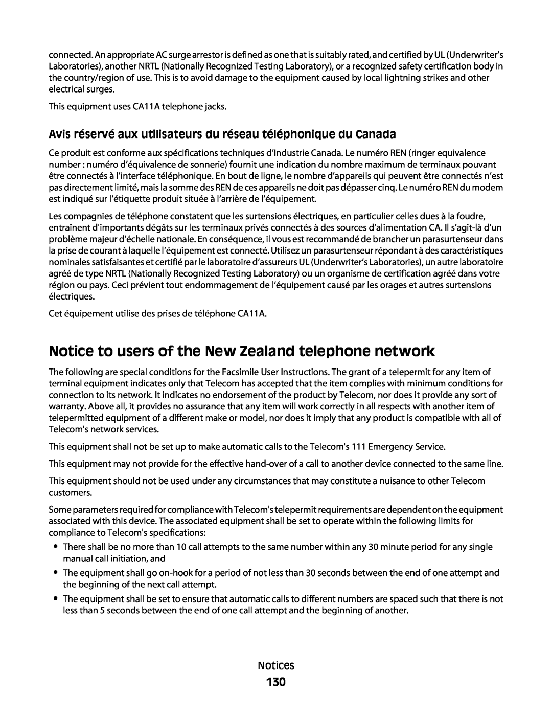 Lexmark 30E, S500, 301 manual Notice to users of the New Zealand telephone network 