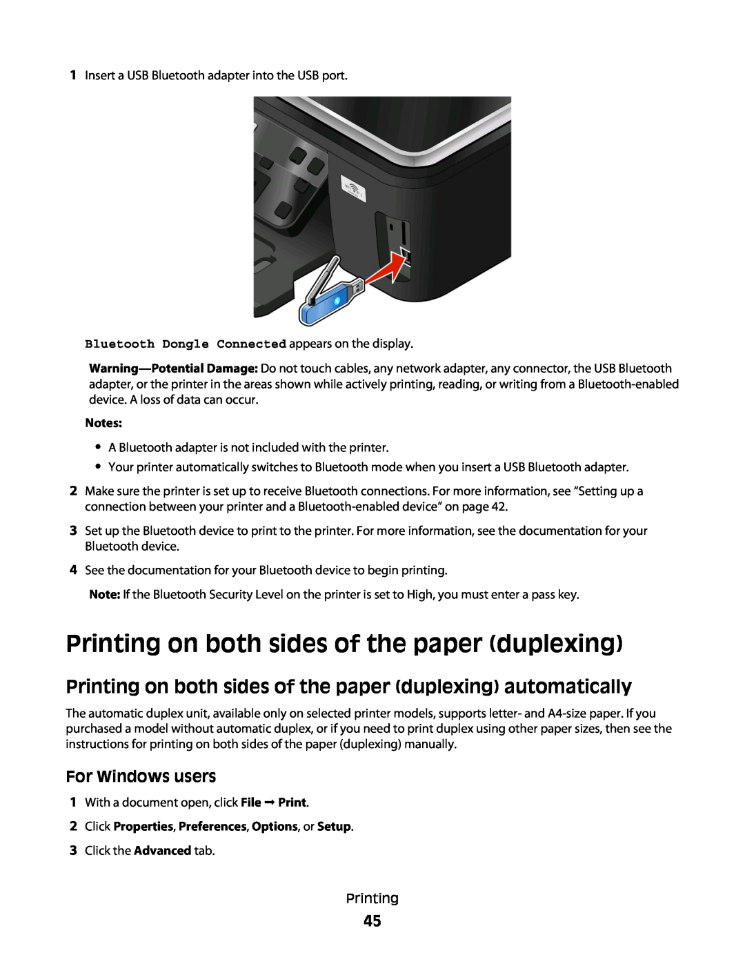 Lexmark S500, 30E, 301 manual Printing on both sides of the paper duplexing automatically, For Windows users 