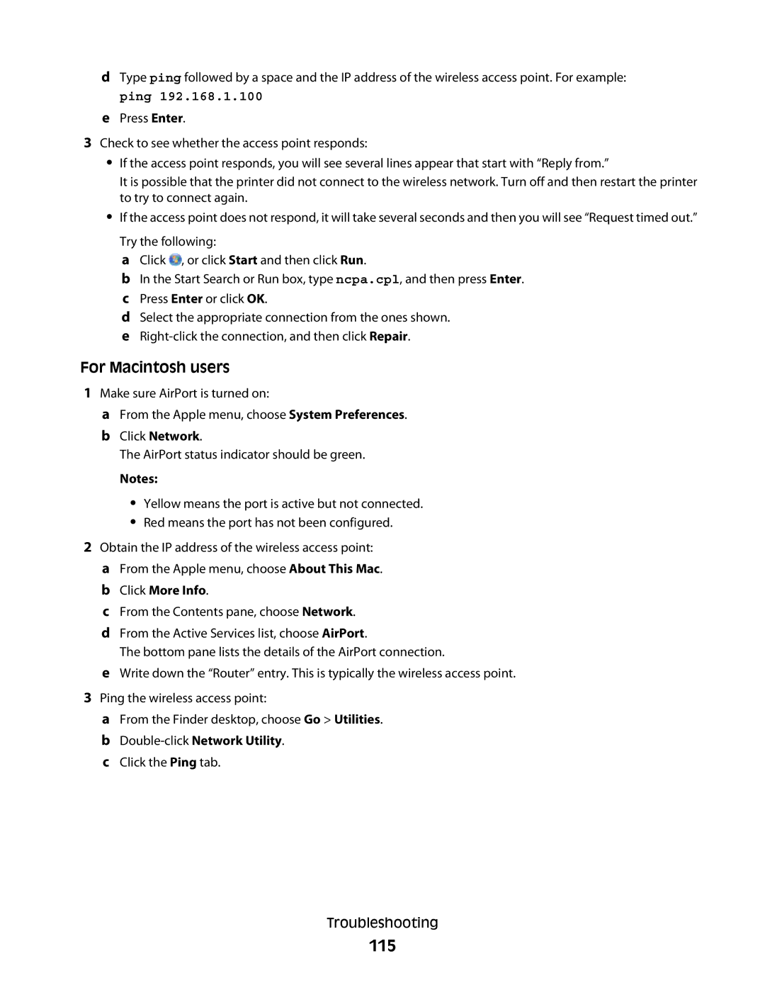 Lexmark 30E, S500, 301 manual 115, Double-clickNetwork Utility 