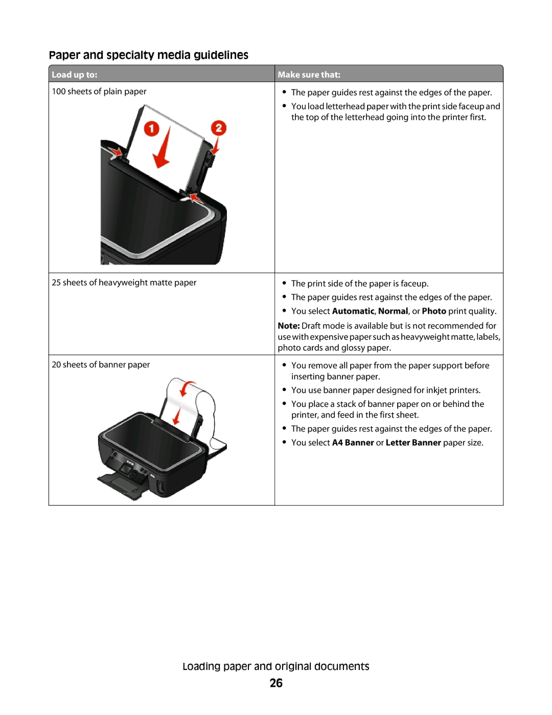 Lexmark 301, S500, 30E manual Paper and specialty media guidelines, Make sure that 