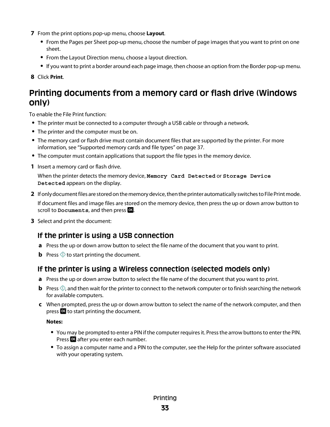 Lexmark S500, 30E, 301 manual If the printer is using a USB connection 