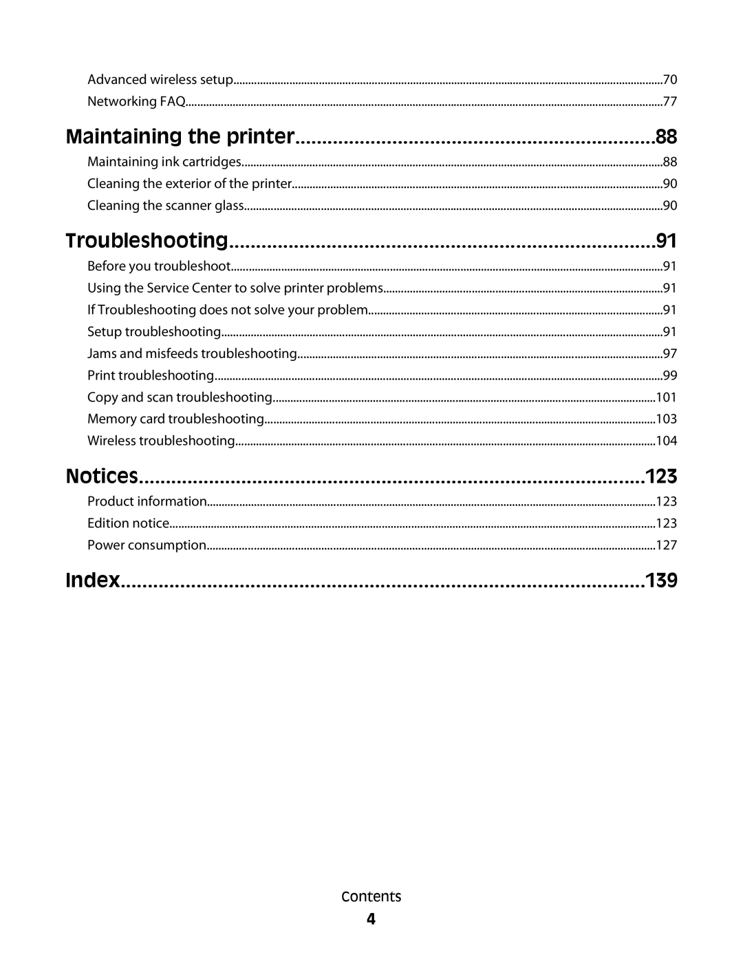 Lexmark 30E, S500, 301 manual Troubleshooting, 123, 139 