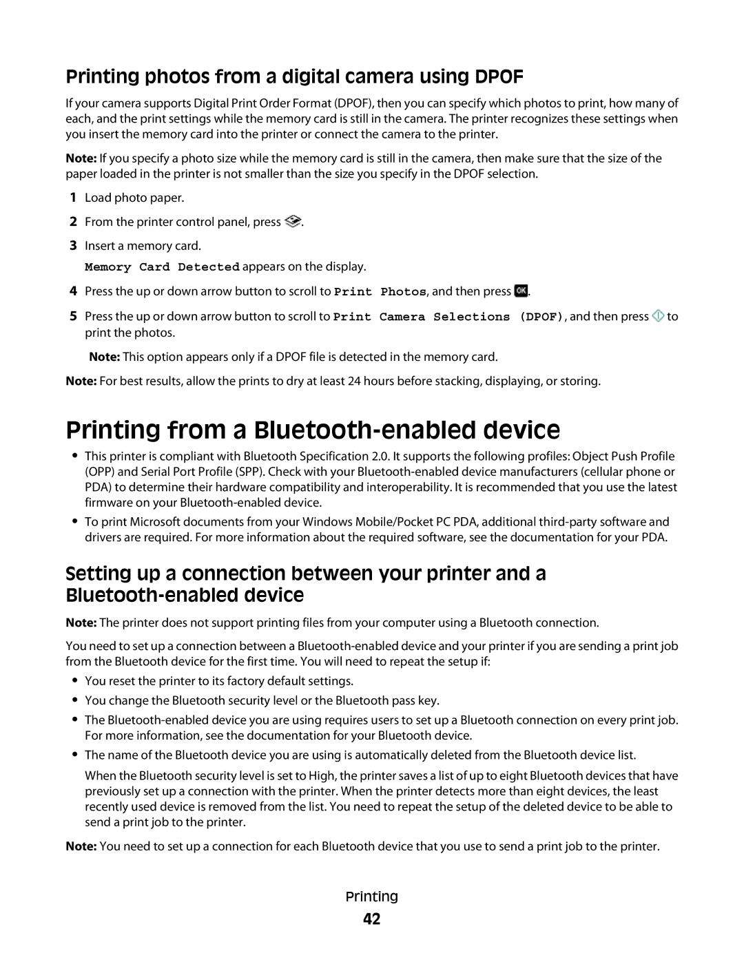 Lexmark S500, 30E, 301 manual Printing photos from a digital camera using Dpof 