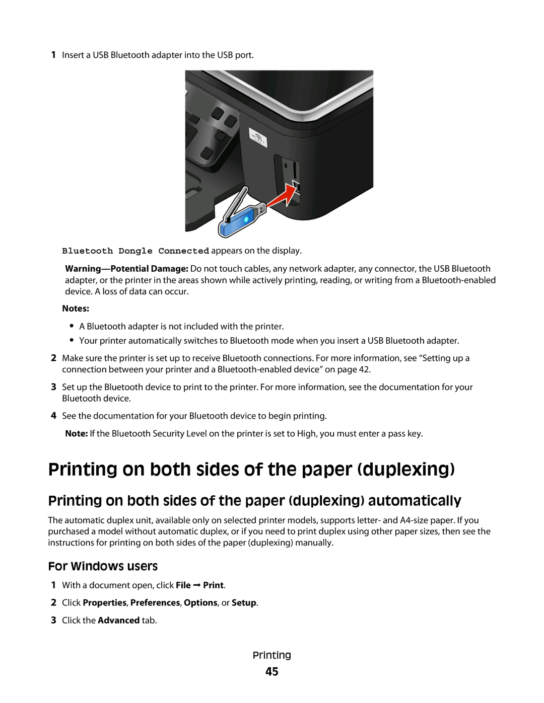 Lexmark S500, 30E, 301 manual Printing on both sides of the paper duplexing automatically 