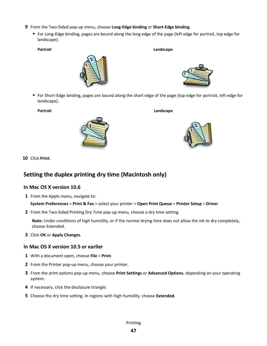 Lexmark 30E, S500 SERIES, 3EN, 31N, 30P manual Setting the duplex printing dry time Macintosh only, Mac OS X version 