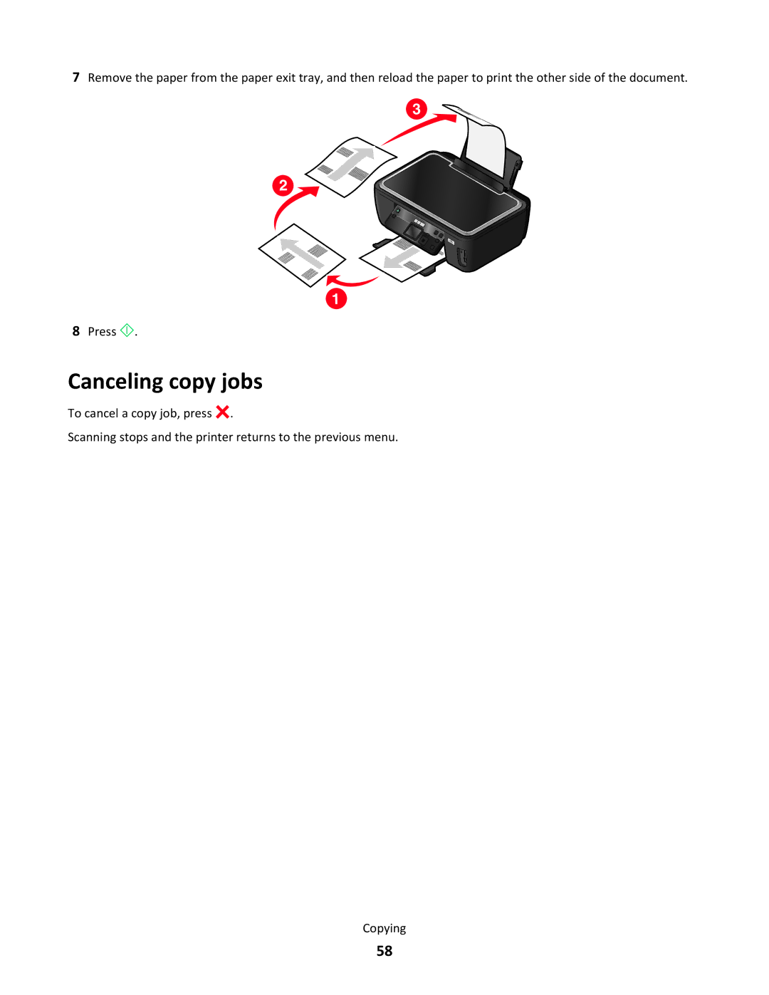 Lexmark 31N, S500 SERIES, 3EN, 30E, 30P manual Canceling copy jobs 