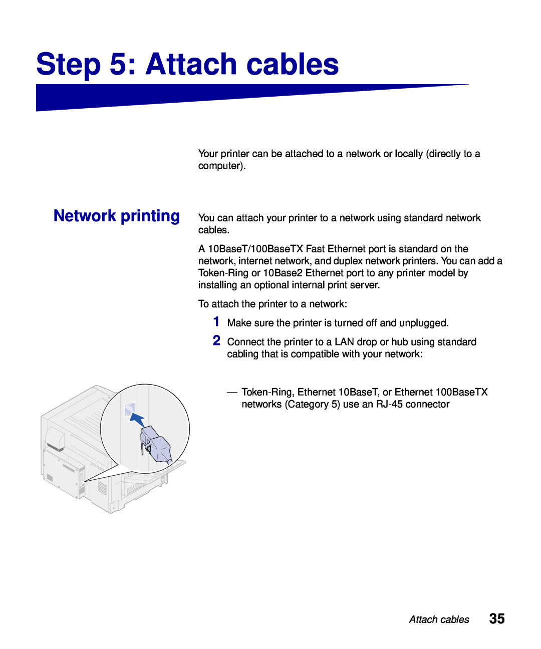 Lexmark S510-2222-00 setup guide Attach cables 