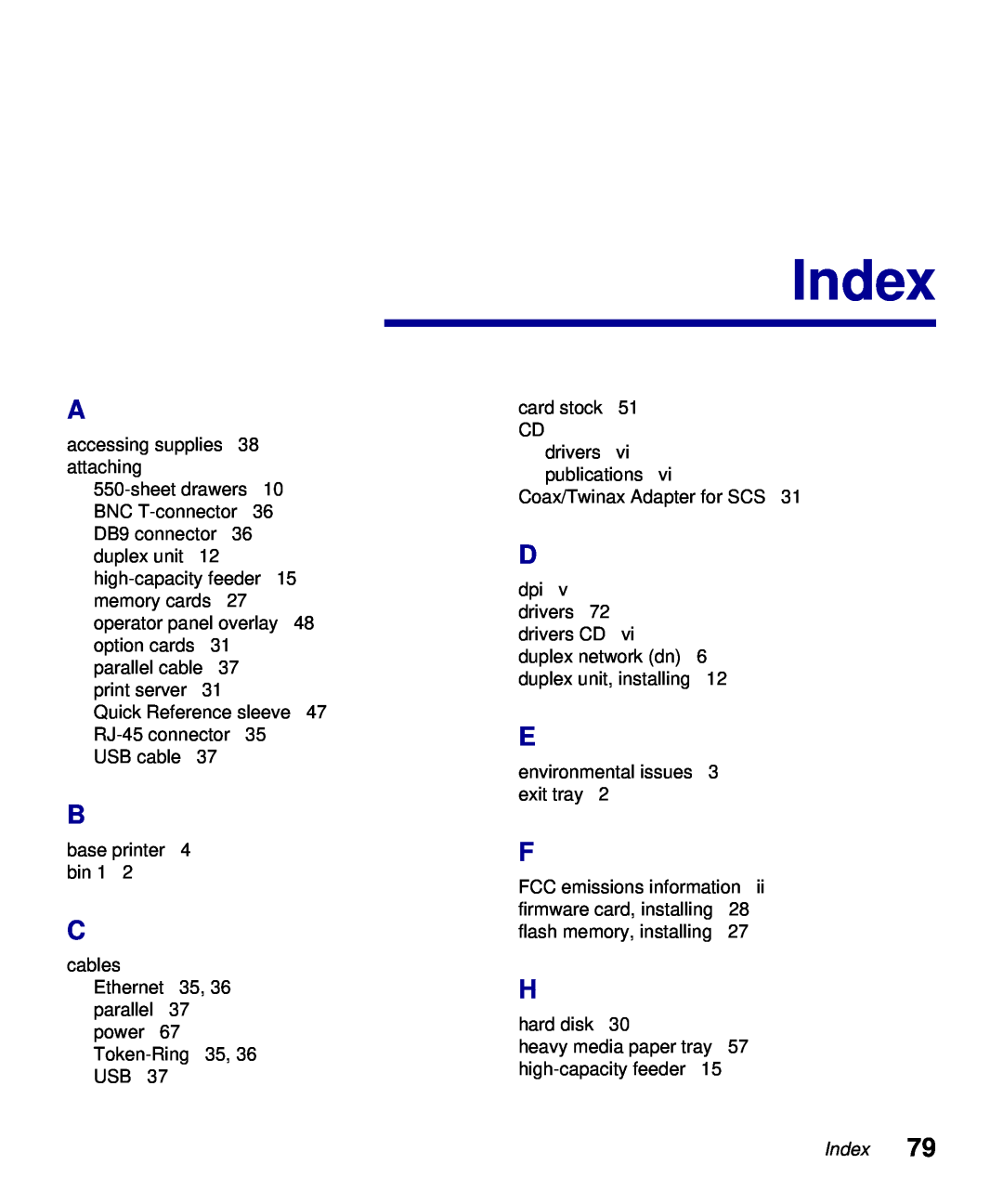 Lexmark S510-2222-00 setup guide Index 