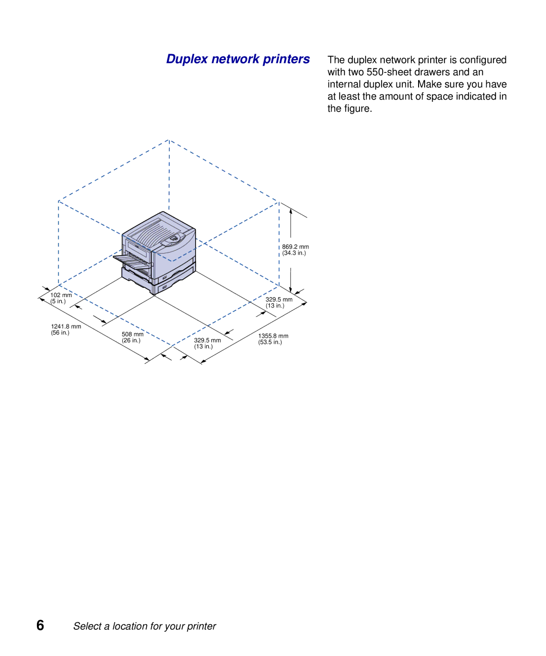 Lexmark S510-2222-00 setup guide Select a location for your printer 