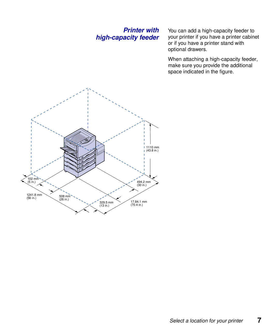 Lexmark S510-2222-00 setup guide Printer with high-capacity feeder 