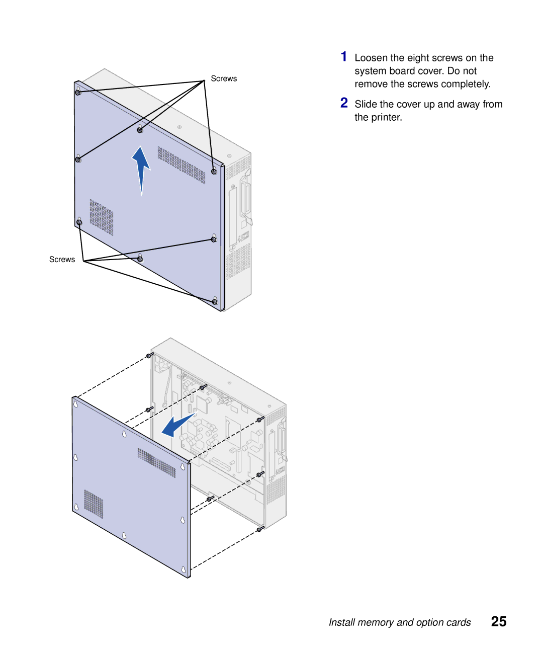 Lexmark S510-2222-00 setup guide Screws 