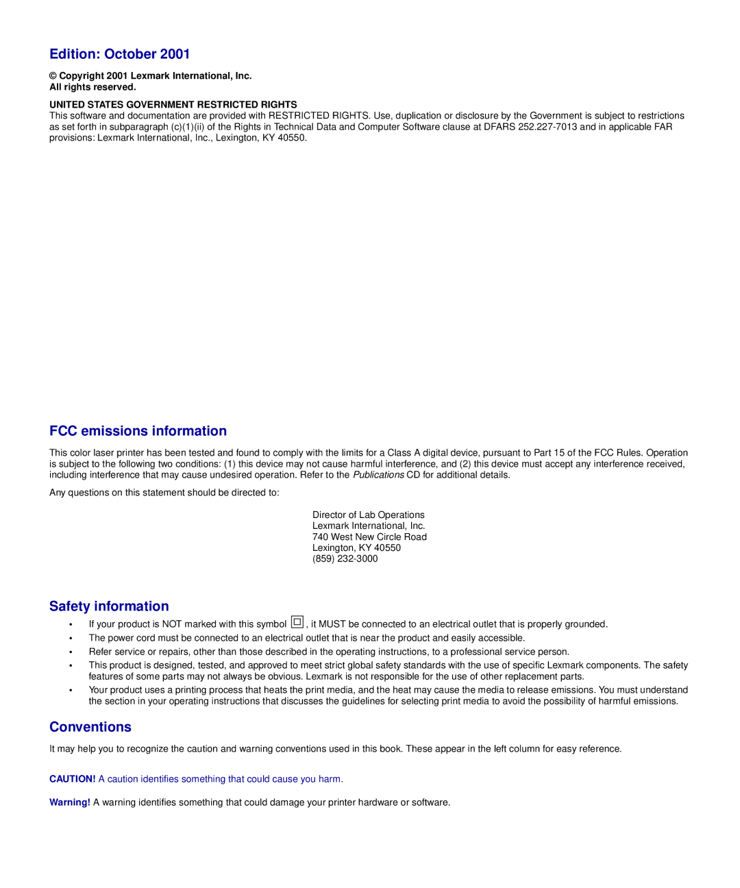 Lexmark S510-2222-00 setup guide Edition October 