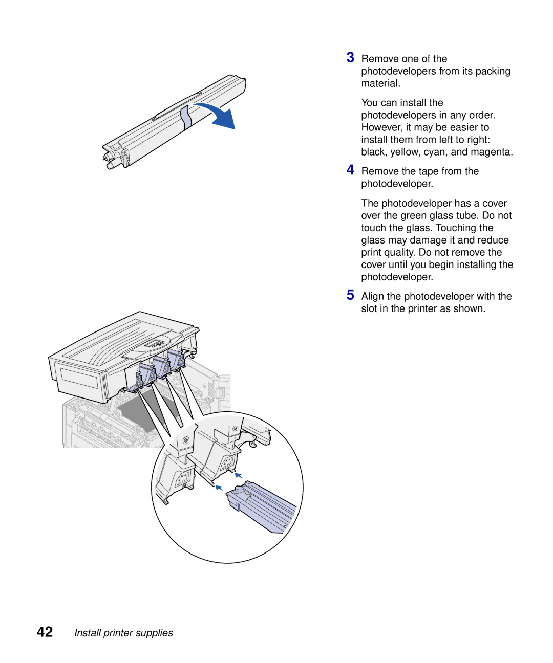 Lexmark S510-2222-00 setup guide Install printer supplies 