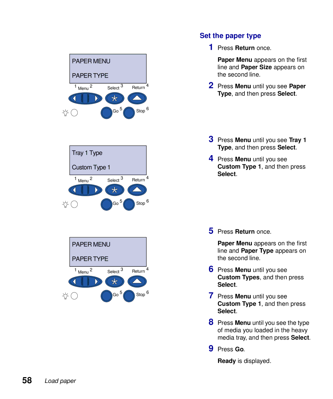 Lexmark S510-2222-00 setup guide Set the paper type 