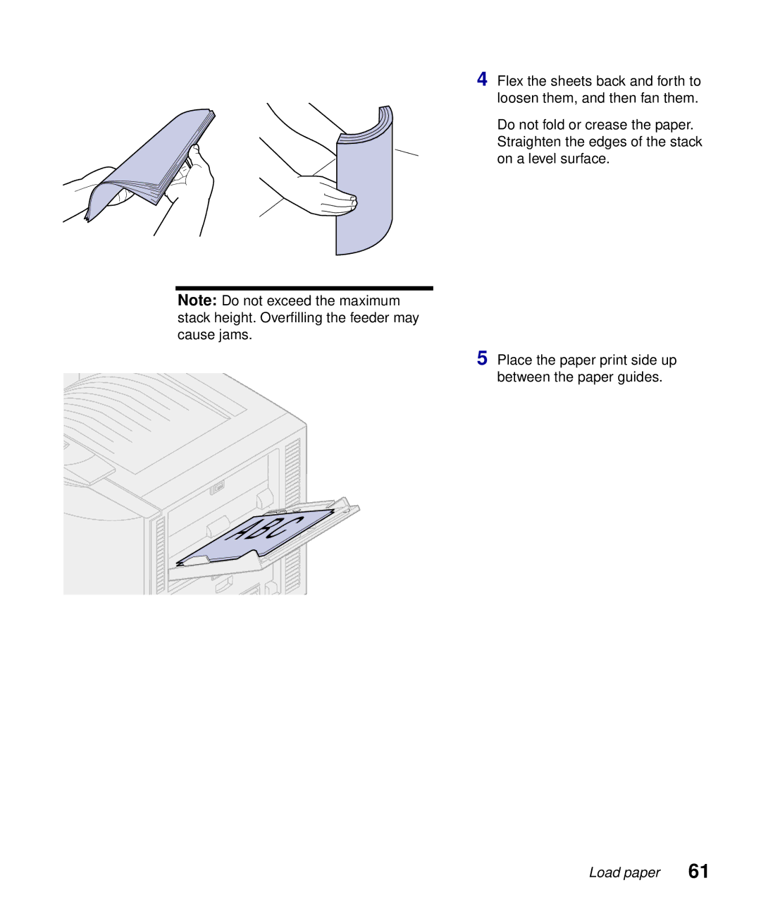 Lexmark S510-2222-00 setup guide Load paper 