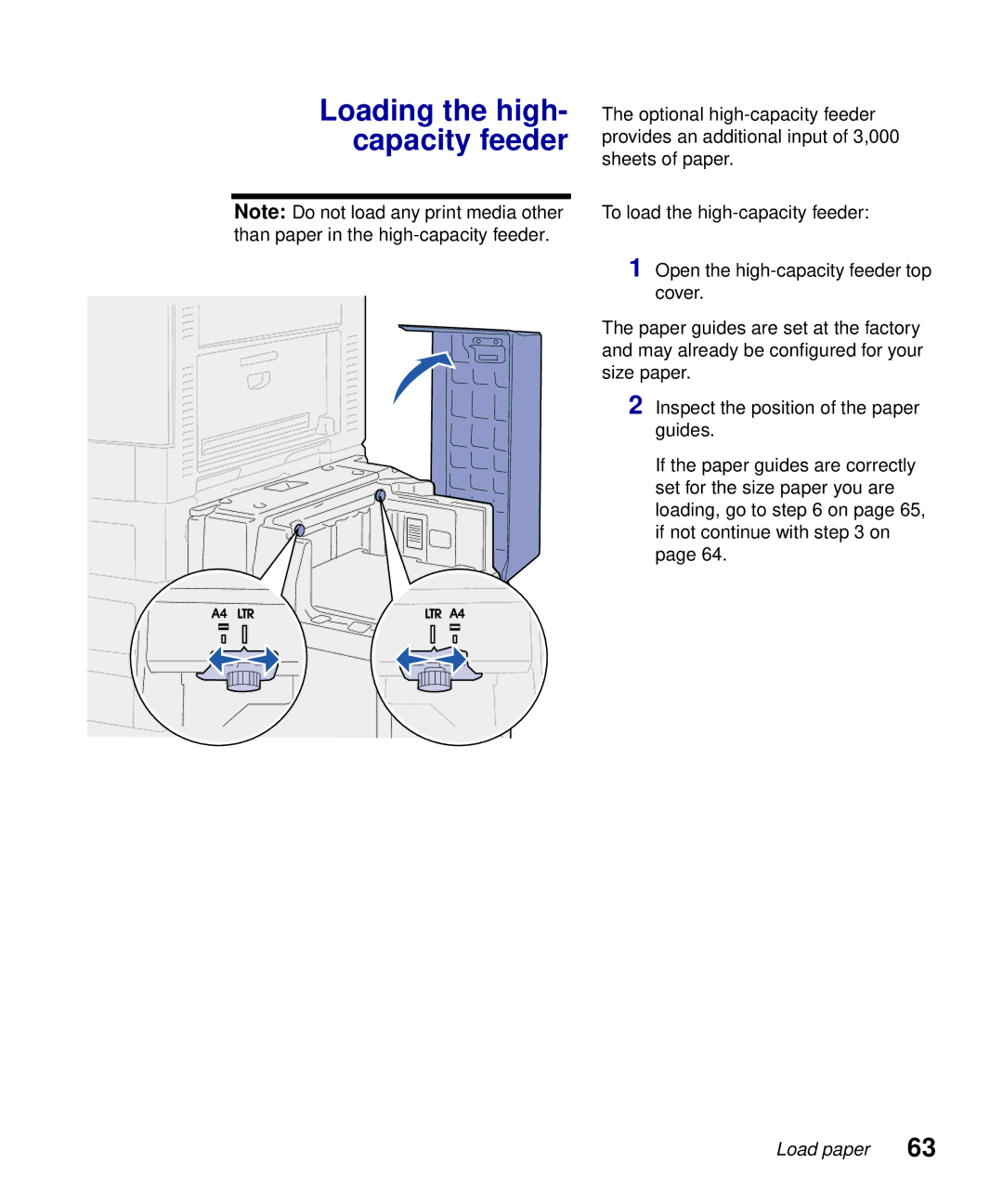 Lexmark S510-2222-00 setup guide Loading the high- capacity feeder 