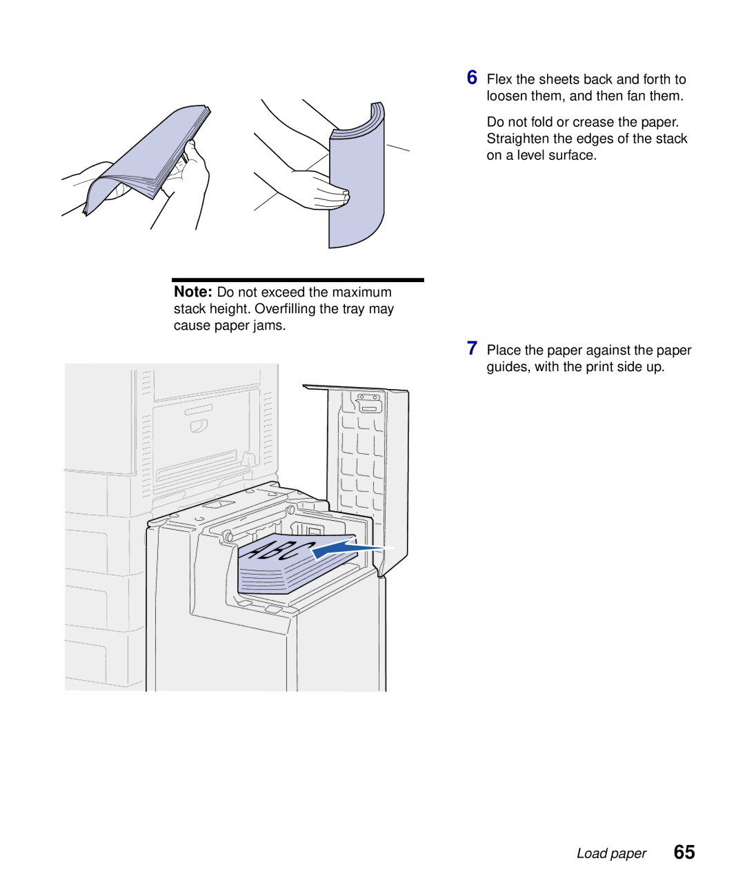 Lexmark S510-2222-00 setup guide Load paper 