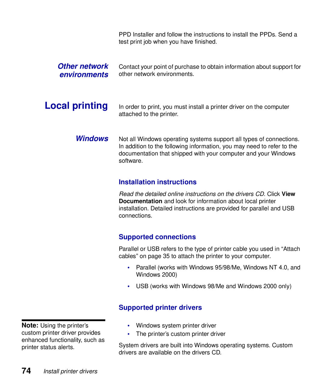 Lexmark S510-2222-00 setup guide Other network environments, Installation instructions 