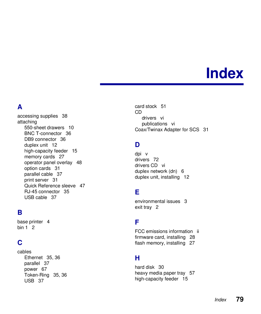 Lexmark S510-2222-00 setup guide Index 