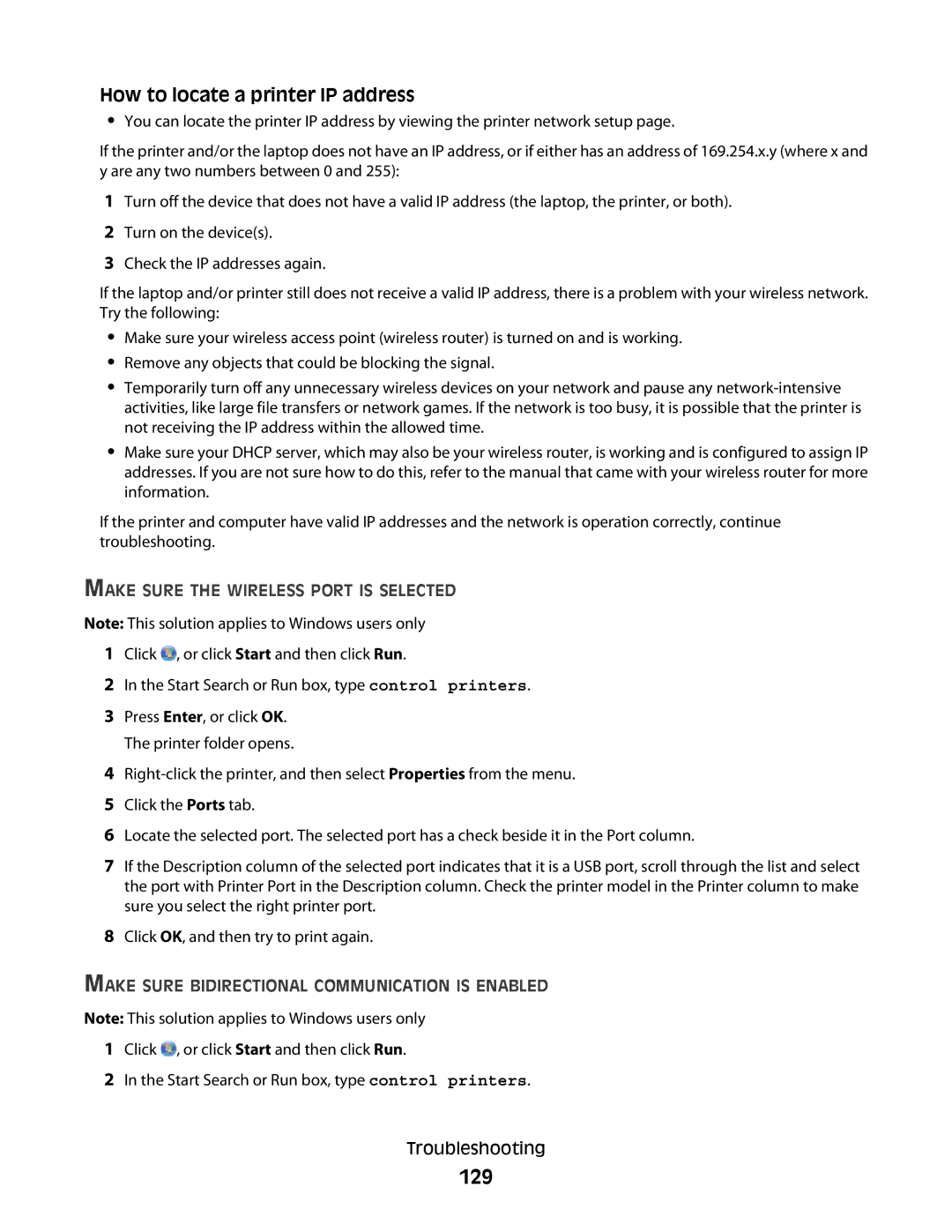 Lexmark S600 Series manual How to locate a printer IP address, Make Sure the Wireless Port is Selected 