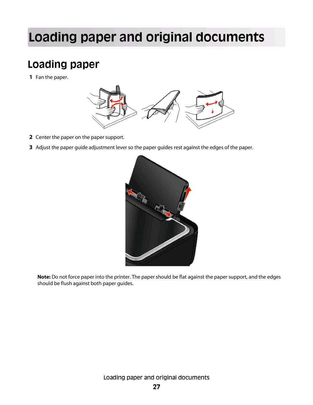 Lexmark S600 Series manual Loading paper and original documents 