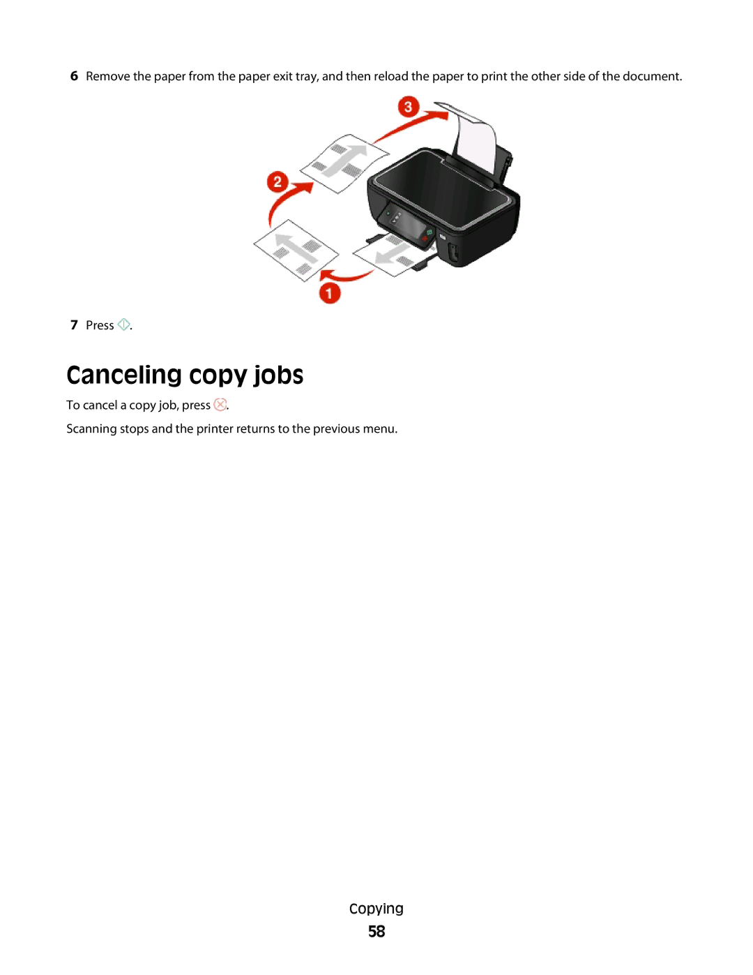 Lexmark S600 Series manual Canceling copy jobs 