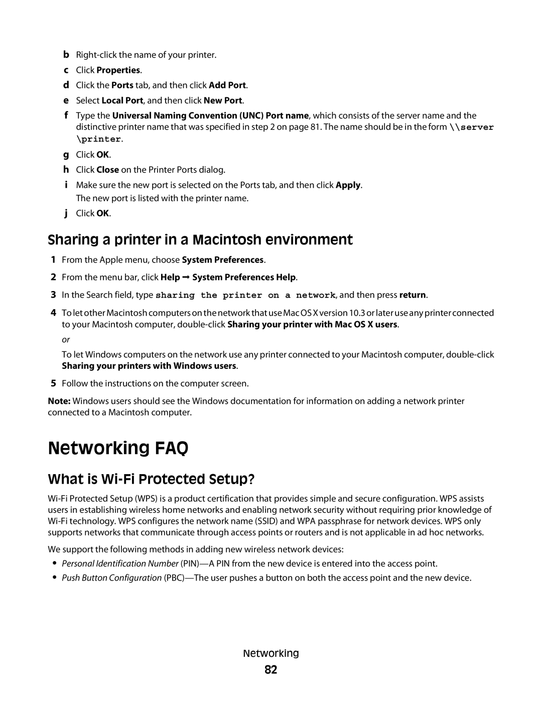 Lexmark S600 Series manual Networking FAQ, Sharing a printer in a Macintosh environment, What is Wi-Fi Protected Setup? 