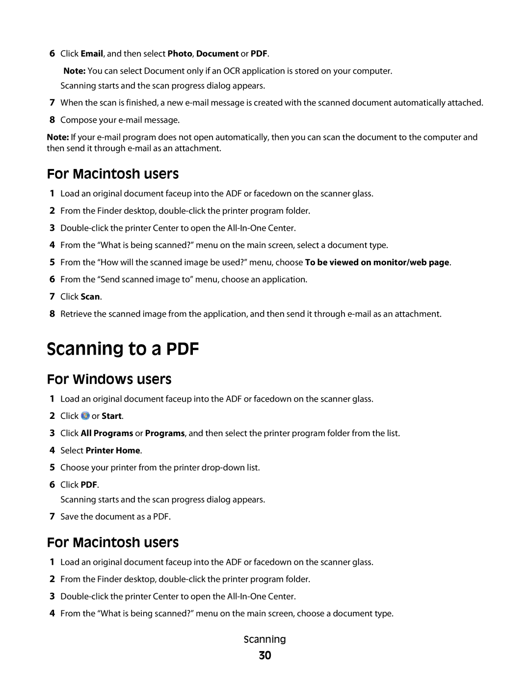 Lexmark S600 manual For Macintosh users 